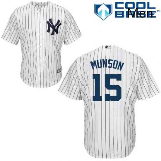Mens Majestic New York Yankees 15 Thurman Munson Replica White Home MLB Jersey